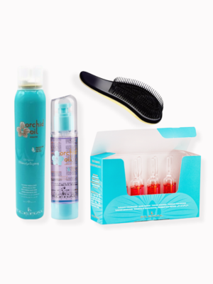 DARILNI PAKET ORCHID OIL KERATIN - Gratis mineralno oljni sprej & zlata krtača